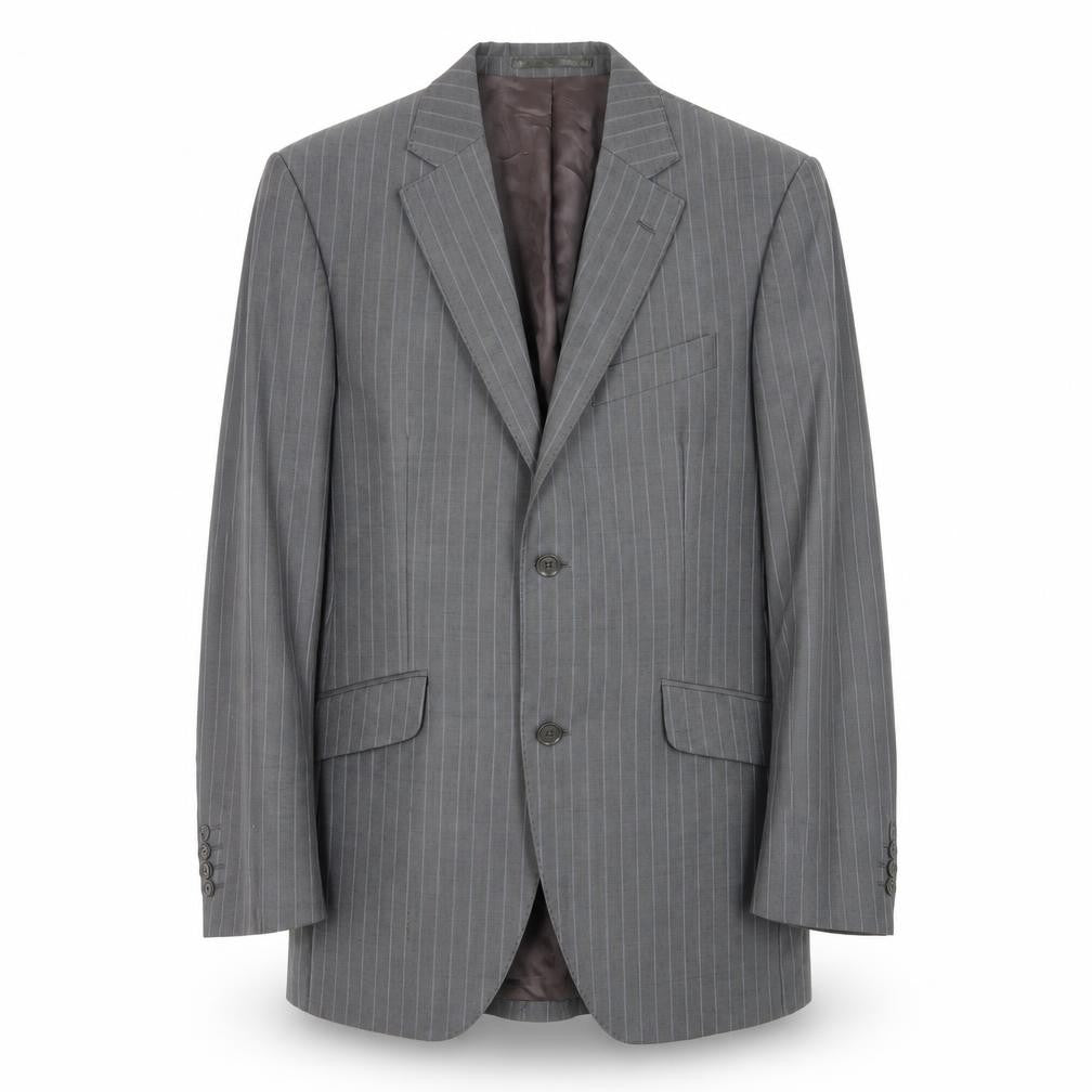 Front view of Austin Reed Men's Grey Wool Striped Suit Jacket 38R