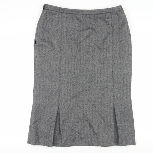 Jaeger Women's Grey Herringbone Wool Pencil Skirt