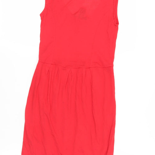 Mango Women's Red V-Neck Sheath Dress Size 8