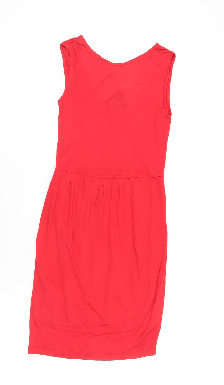 Mango Women's Red V-Neck Sheath Dress Size 8