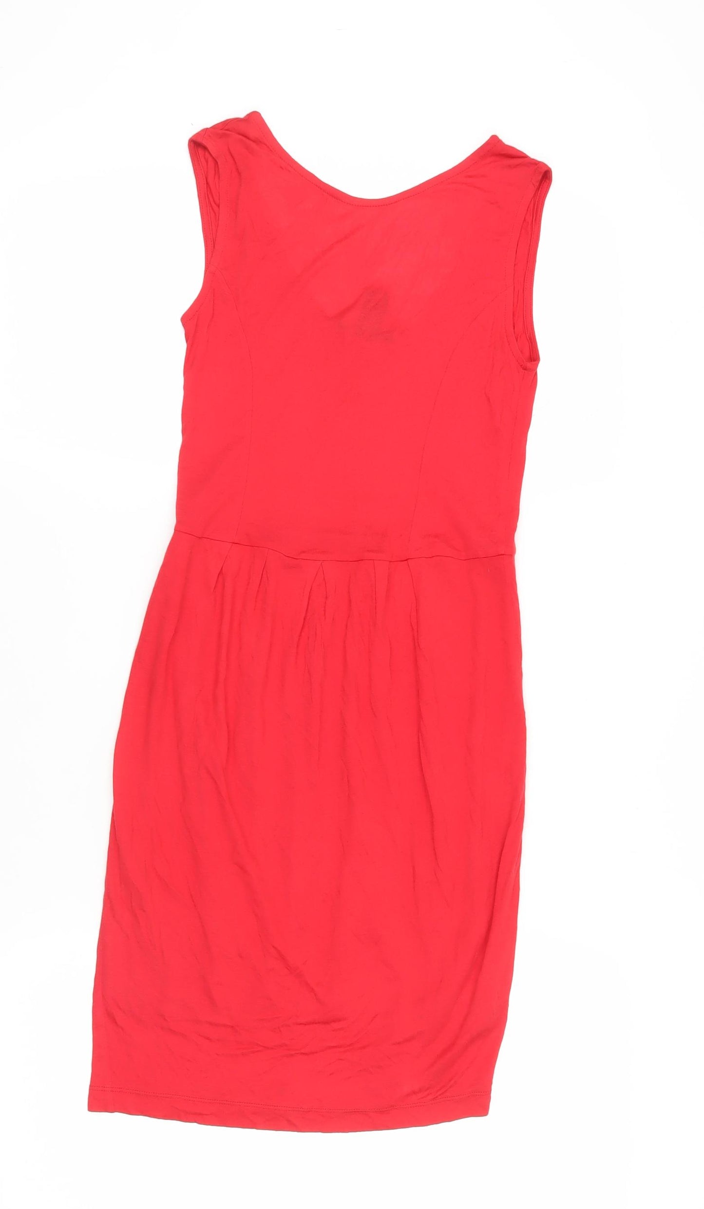 Mango Women's Red V-Neck Sheath Dress Size 8