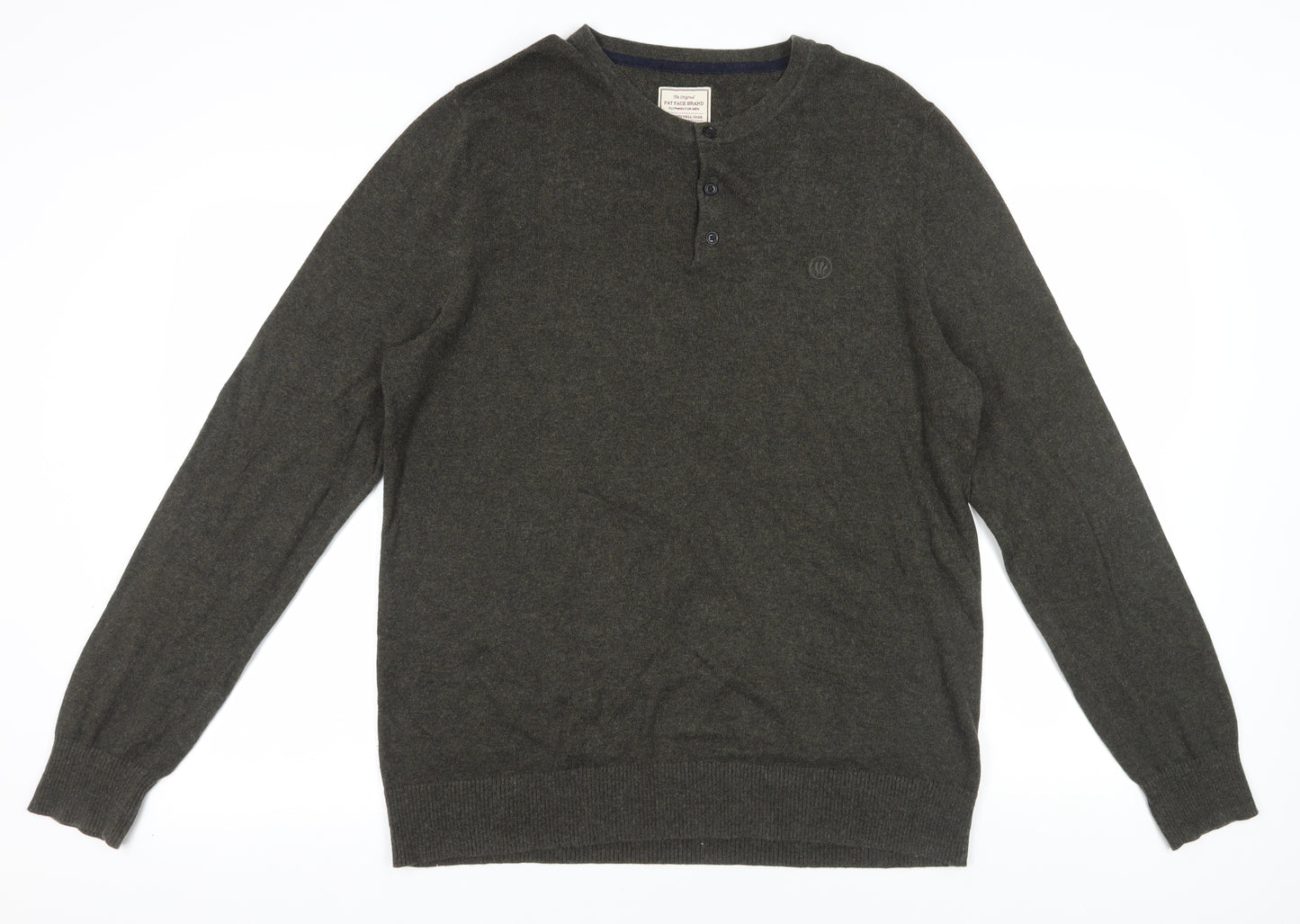 Fat Face Men’s XL Green Cotton Henley Jumper