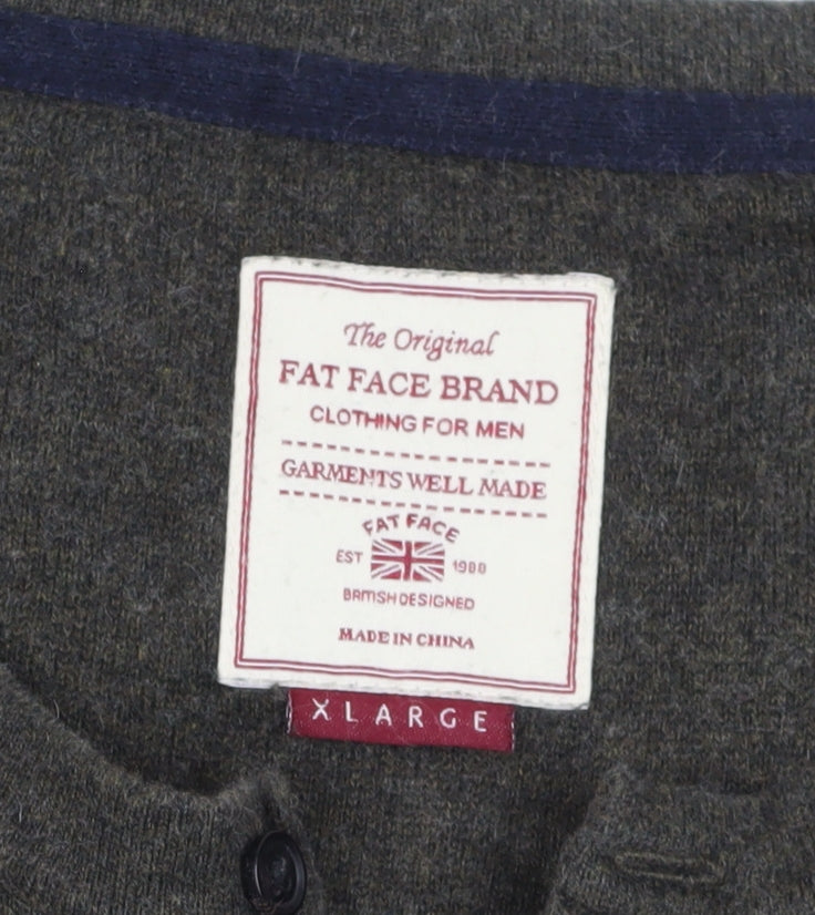 Fat Face Men’s XL Green Cotton Henley Jumper