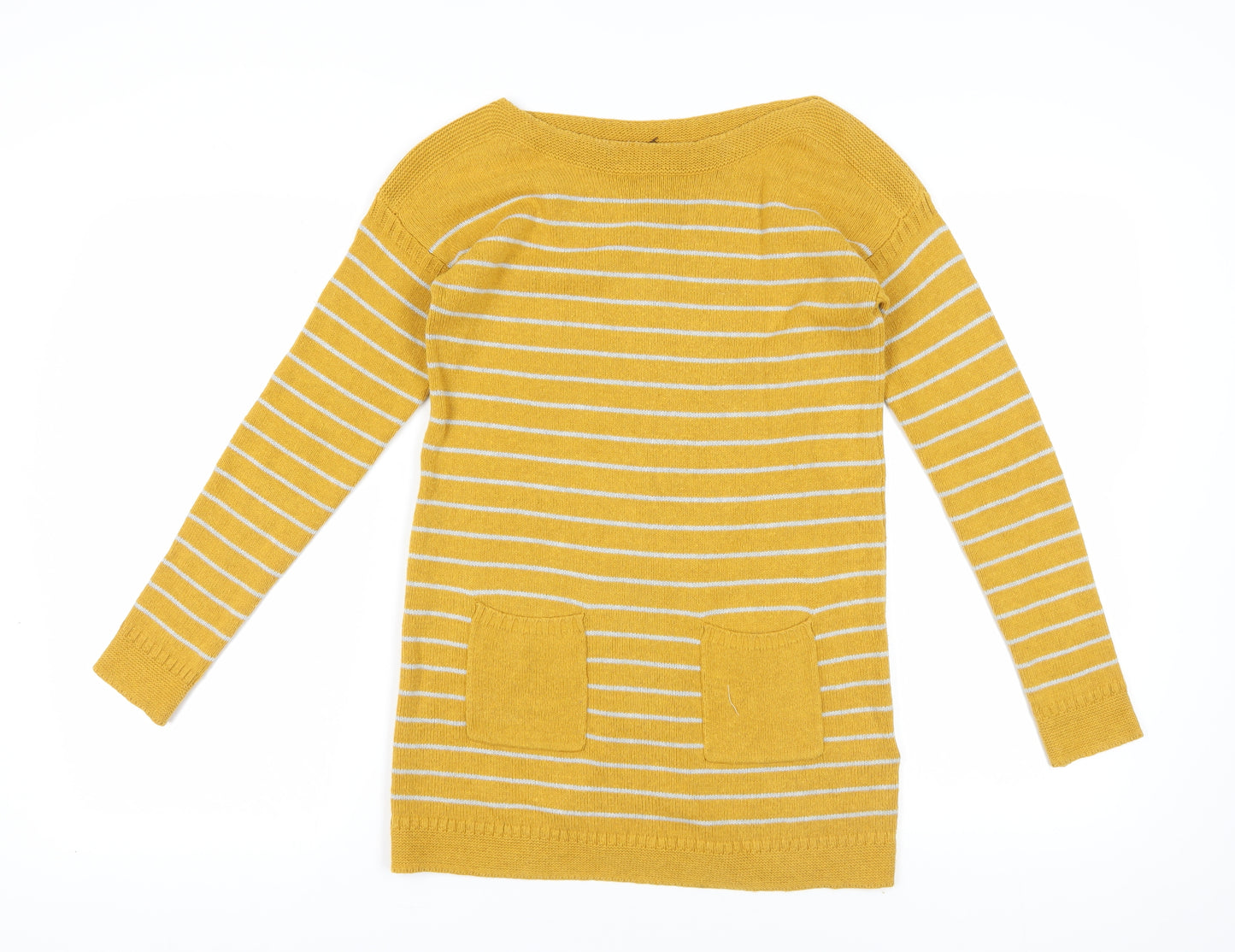 White Stuff Women's Striped Yellow Cardigan M