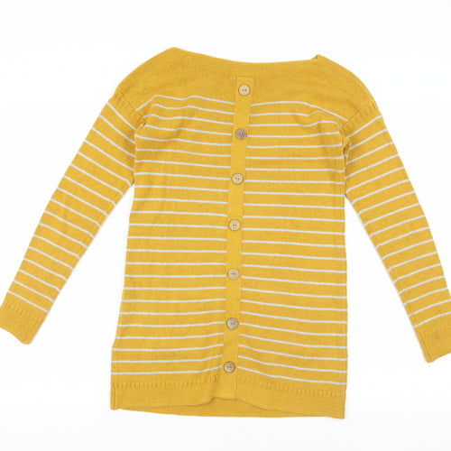 White Stuff Women's Striped Yellow Cardigan M