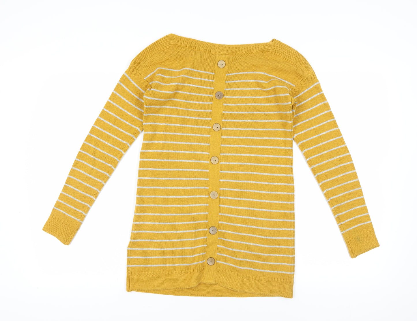 White Stuff Women's Striped Yellow Cardigan M