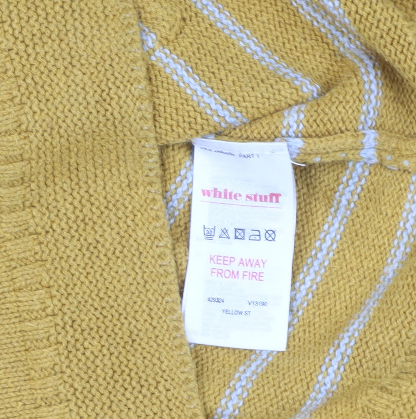 White Stuff Women's Striped Yellow Cardigan M