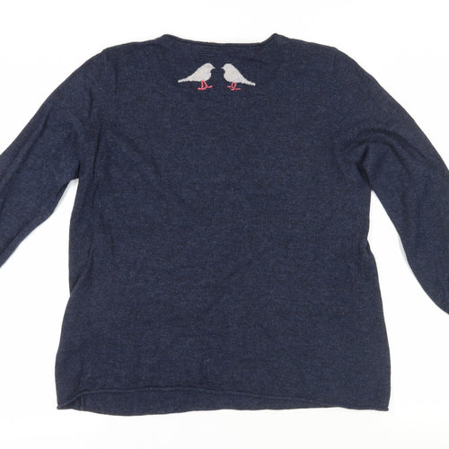 White Stuff Women's Blue Bird Pullover Jumper Size 12