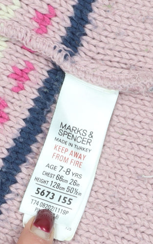 Marks and Spencer Girls Multicoloured Cardigan 7-8 Years