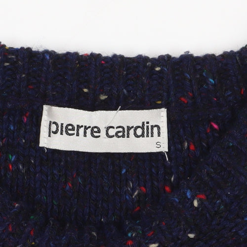 Pierre Cardin Men's Blue Pullover S Cable-Knit Wool