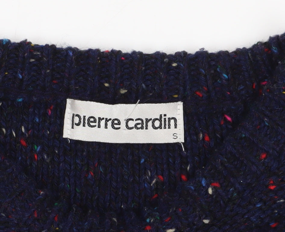 Pierre Cardin Men's Blue Pullover S Cable-Knit Wool