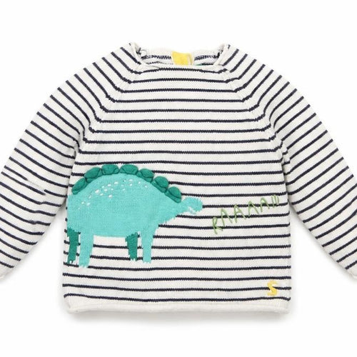 Joules Unisex Baby Dinosaur Striped Jumper 9-12M