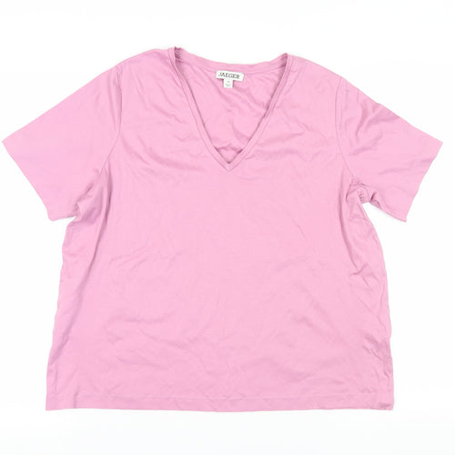 Jaeger Women's Pink V-Neck T-Shirt Size 14