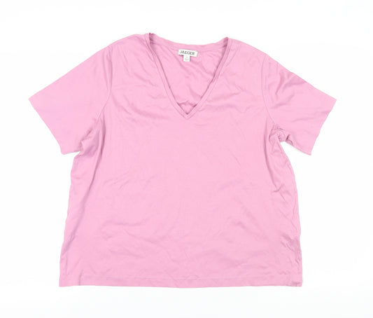 Jaeger Women's Pink V-Neck T-Shirt Size 14