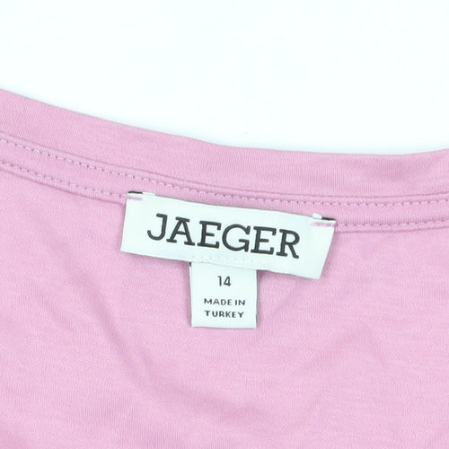 Jaeger Women's Pink V-Neck T-Shirt Size 14