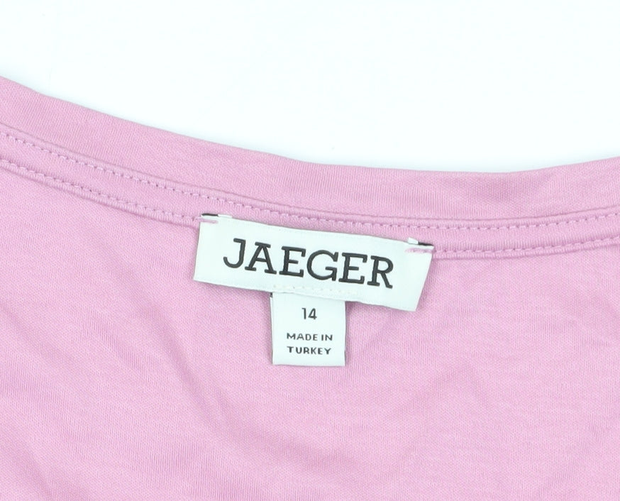 Jaeger Women's Pink V-Neck T-Shirt Size 14