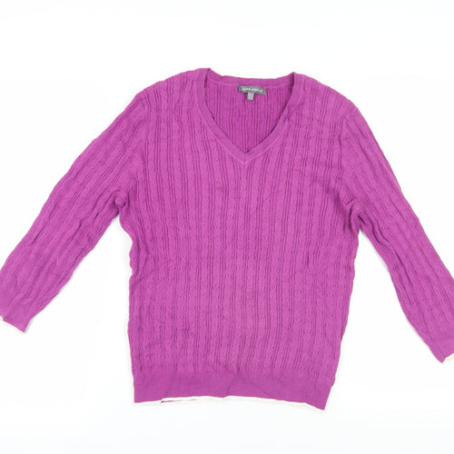 Laura Ashley Women's Pink V-Neck Jumper UK 12