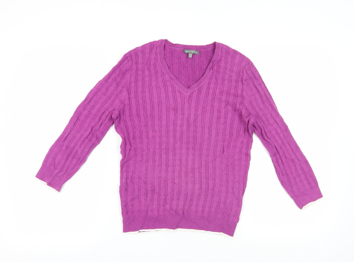 Laura Ashley Women's Pink V-Neck Jumper UK 12