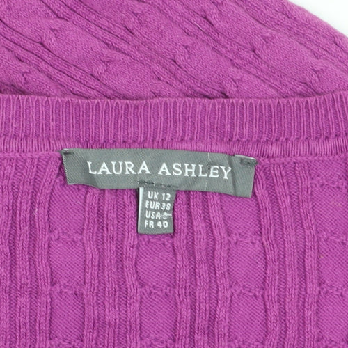 Laura Ashley Women's Pink V-Neck Jumper UK 12