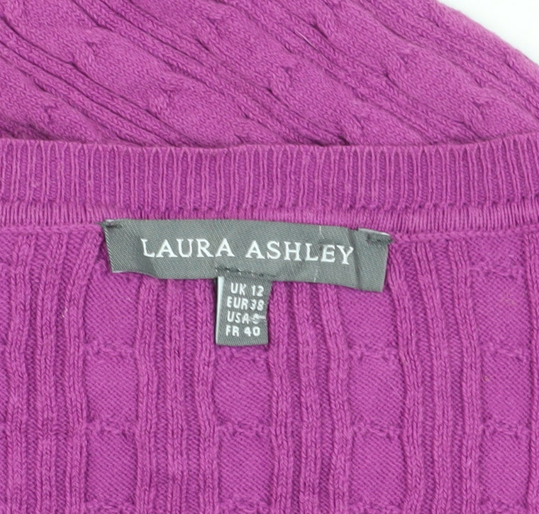 Laura Ashley Women's Pink V-Neck Jumper UK 12