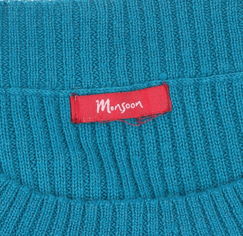Monsoon Teal Women's Tunic Jumper - M - Wool Blend