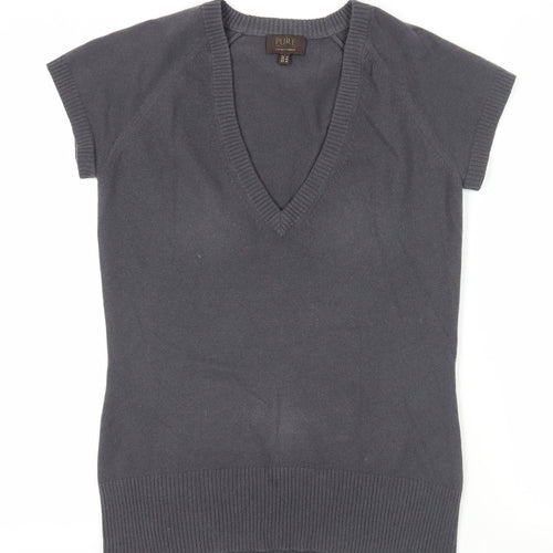 Pure Collection Grey Cashmere V-Neck Women's Jumper