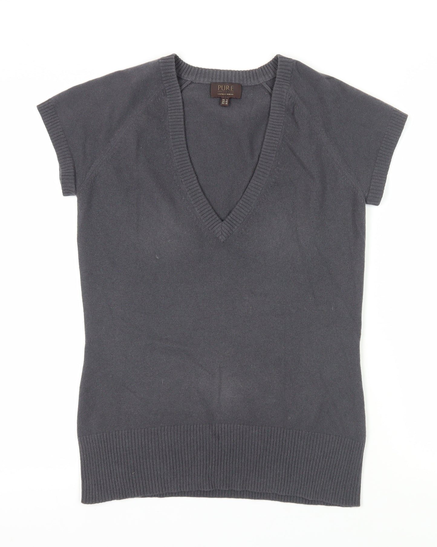 Pure Collection Grey Cashmere V-Neck Women's Jumper