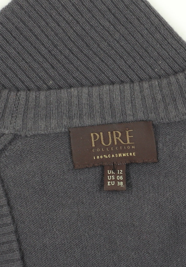 Pure Collection Grey Cashmere V-Neck Women's Jumper