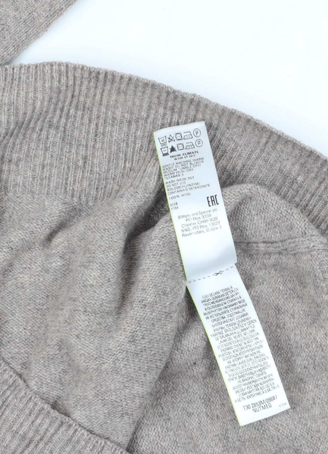 Marks and Spencer Men's Beige Wool Pullover M