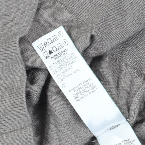 Marks and Spencer Men's Grey Merino Wool Pullover - Large