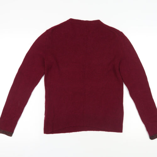 Whistles Women's Red Wool Cashmere Crew Neck Jumper