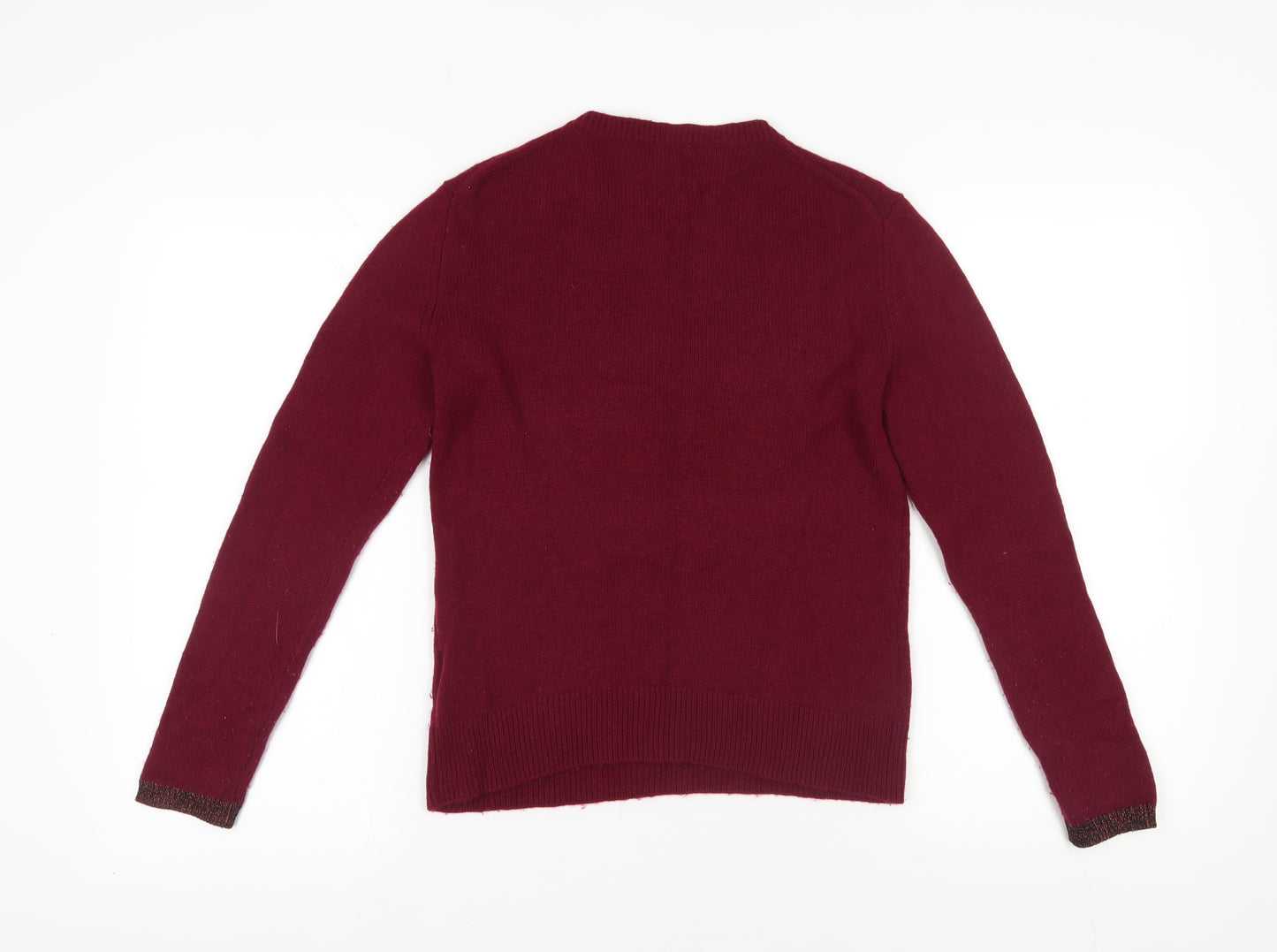 Whistles Women's Red Wool Cashmere Crew Neck Jumper