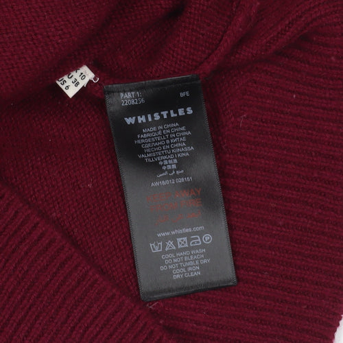 Whistles Women's Red Wool Cashmere Crew Neck Jumper