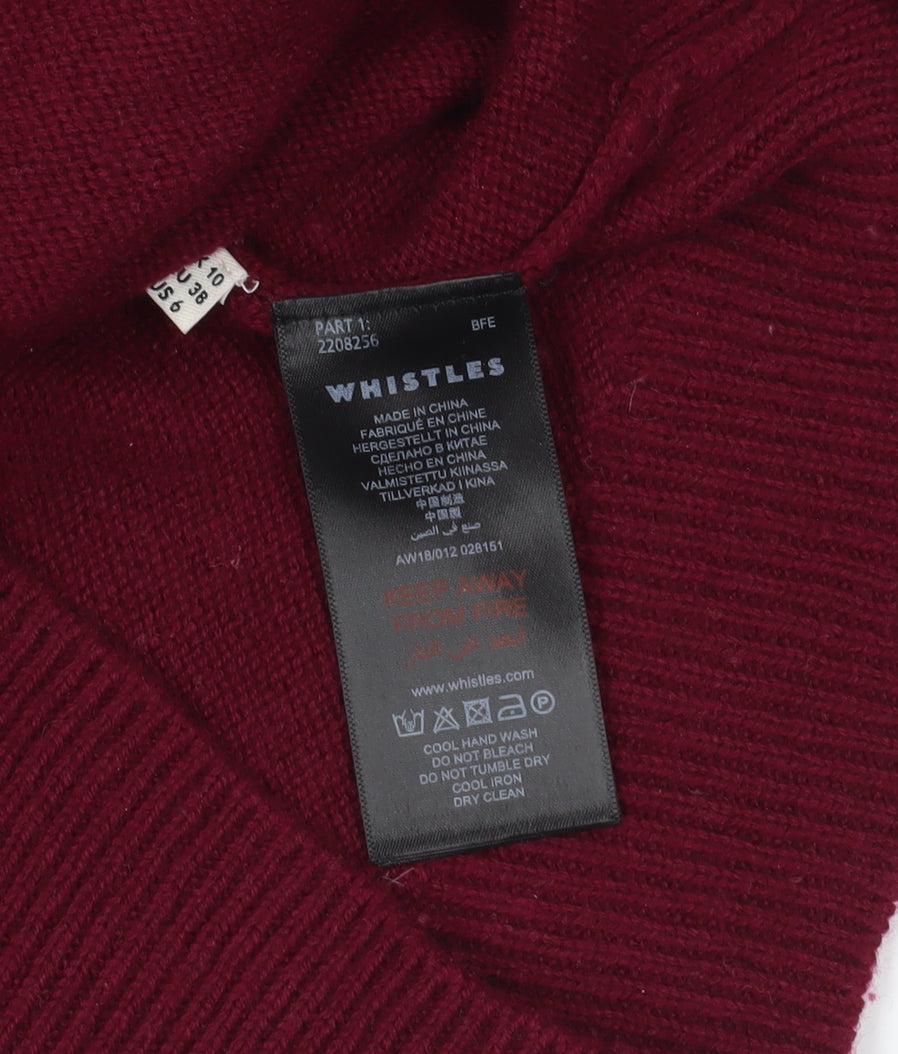 Whistles Women's Red Wool Cashmere Crew Neck Jumper