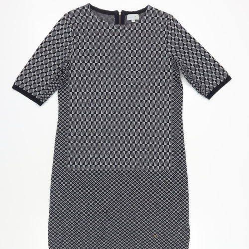 Jigsaw Women's Geometric Shift Dress, M, Black/Grey