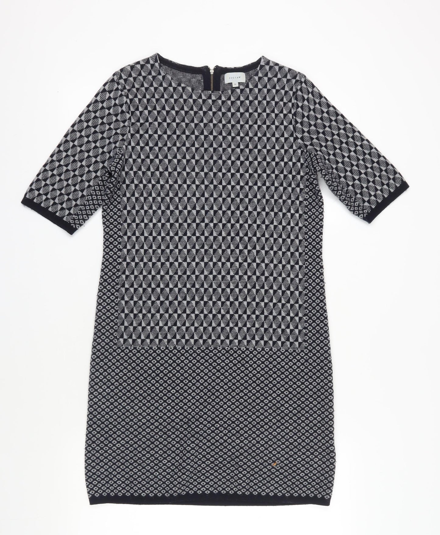 Jigsaw Women's Geometric Shift Dress, M, Black/Grey