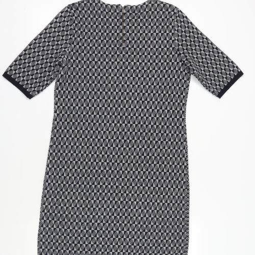 Jigsaw Women's Geometric Shift Dress, M, Black/Grey