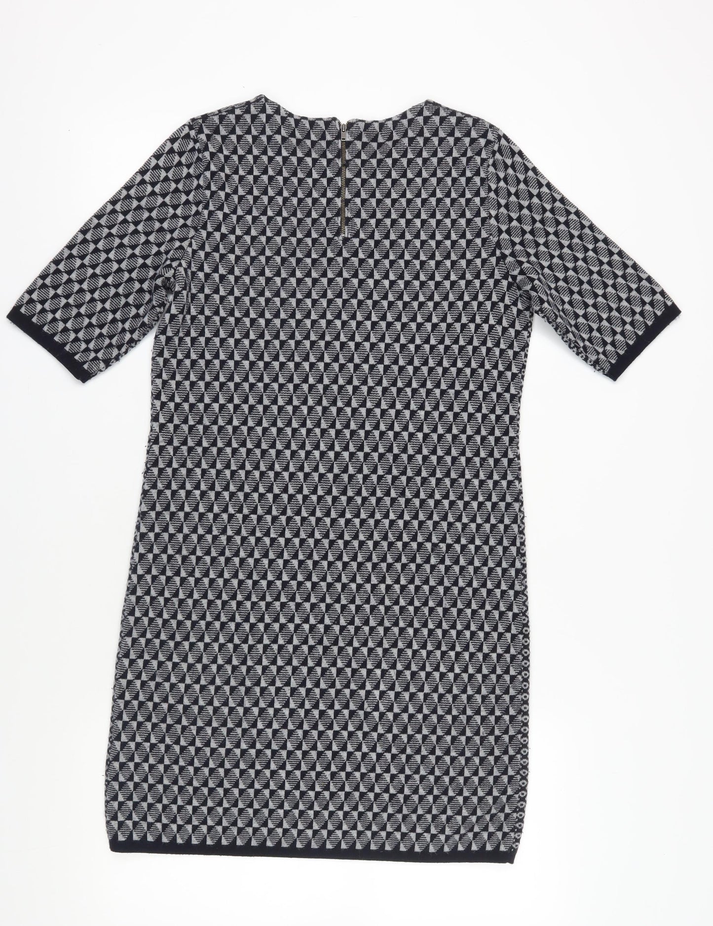 Jigsaw Women's Geometric Shift Dress, M, Black/Grey