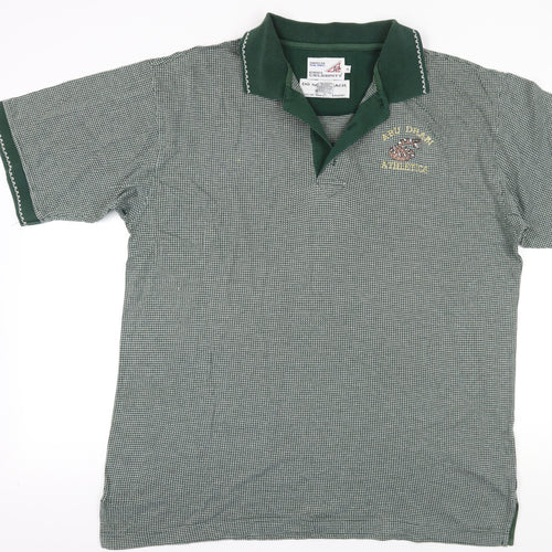 Pro Celebrity Men's Green Check Polo Shirt, XL, Embroidered