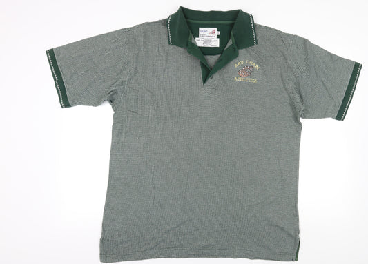 Pro Celebrity Men's Green Check Polo Shirt, XL, Embroidered