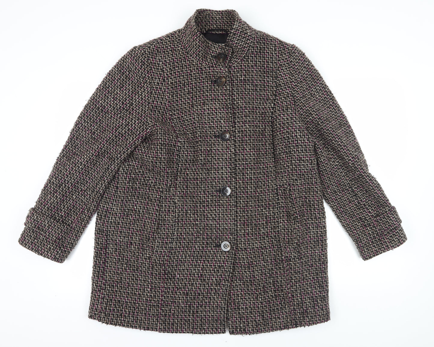 Marks and Spencer Women's Multicoloured Tweed Coat Size 18