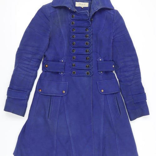 Karen Millen Blue Long Coat Women's Size 10 Belted