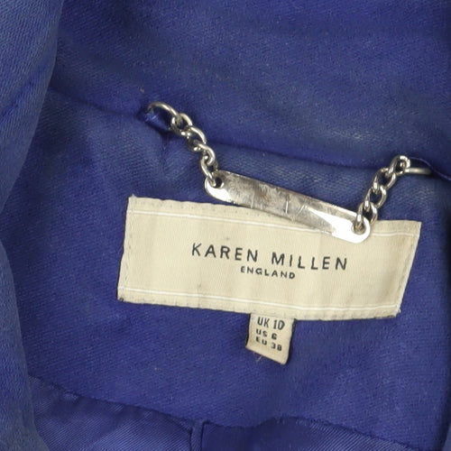 Karen Millen Blue Long Coat Women's Size 10 Belted