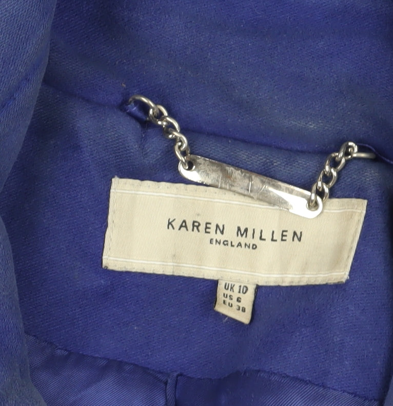 Karen Millen Blue Long Coat Women's Size 10 Belted