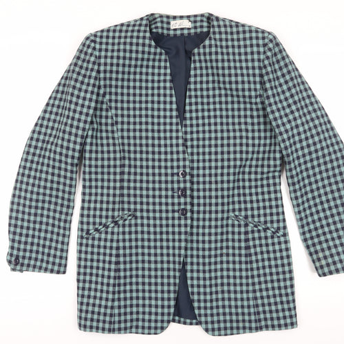 et al. Women's Blue Check Suit Jacket, Size 14
