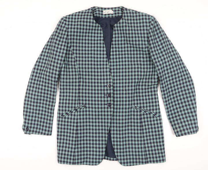 et al. Women's Blue Check Suit Jacket, Size 14