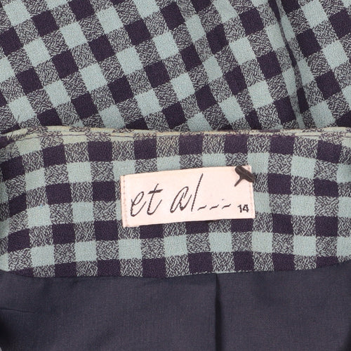 et al. Women's Blue Check Suit Jacket, Size 14