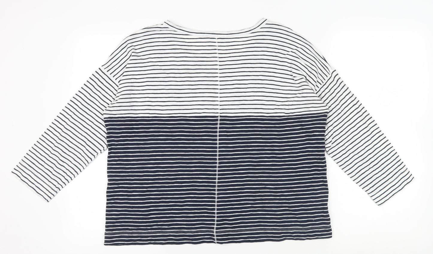 Whistles Women's White Striped Long Sleeve T-Shirt L