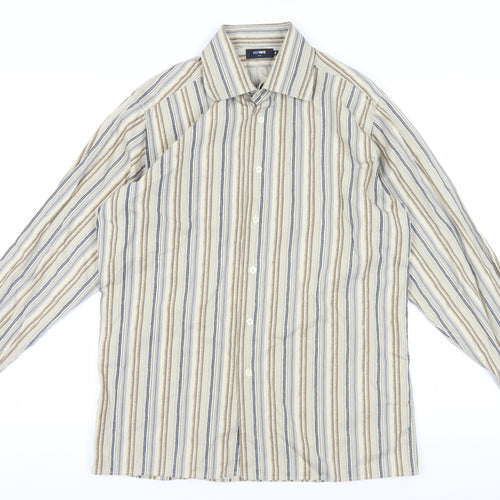 Peter Werth Men's Beige Striped Shirt L