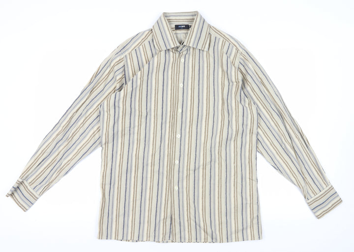 Peter Werth Men's Beige Striped Shirt L